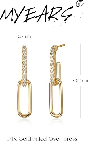 MYEARS 14K Gold Plated Earrings for Women Trendy Paperclip Open Hoop Earrings for Women Simple Studs Jewelry for Women in Saudi Arabia