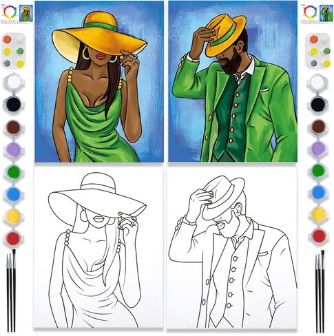 2 حزمة SIP و طلقة الطلاء للبالغين الأزواج طقم طقم الطلاء قبل رسمها لطلاء عيد الحب يوم في المنزل تاريخ ليلة الحزب لصالح اللوازم الفنية in Kuwait