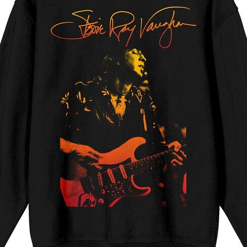 Bioworld Stevie Ray Vaughan Playing Guitar With Signature Adult Black Crew Neck Sweatshirt in Saudi Arabia