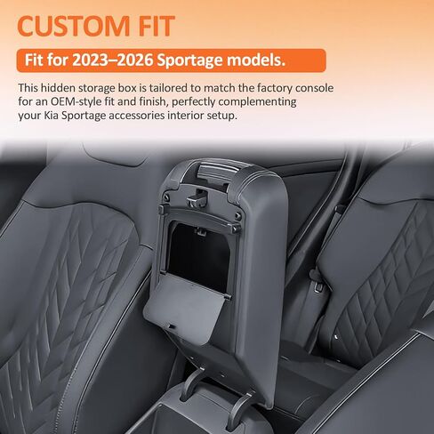 TACORBO Center Console Hidden Storage Box Compatible with Kia Sportage 2023 2024 2025 2026 Accessories, One-Touch Center Console Hidden Organizer Box, Armrest Secret Compartment in Saudi Arabia
