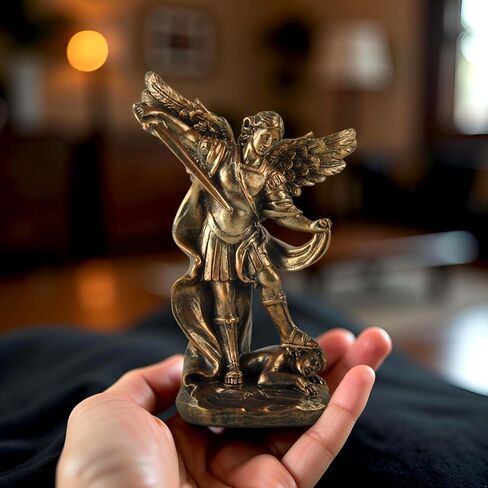 تمثال القديس ميخائيل رئيس الملائكة - تمثال ديني من الراتنج البرونزي يصور القديس ميخائيل وهو يهزم الشر - تمثال الملاك الكاثوليكي المسيحي للمنزل والمكتب وديكور الصلاة in Kuwait