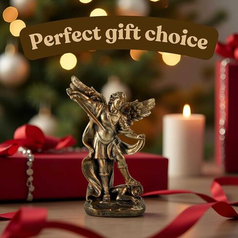 تمثال القديس ميخائيل رئيس الملائكة - تمثال ديني من الراتنج البرونزي يصور القديس ميخائيل وهو يهزم الشر - تمثال الملاك الكاثوليكي المسيحي للمنزل والمكتب وديكور الصلاة in Kuwait