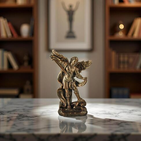 تمثال القديس ميخائيل رئيس الملائكة - تمثال ديني من الراتنج البرونزي يصور القديس ميخائيل وهو يهزم الشر - تمثال الملاك الكاثوليكي المسيحي للمنزل والمكتب وديكور الصلاة in Kuwait