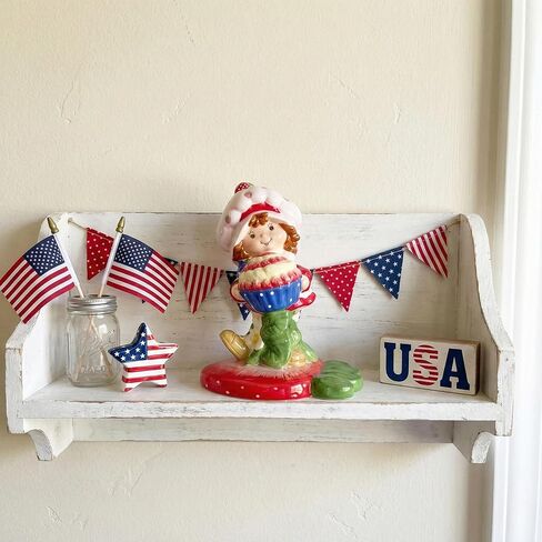Strawberry Shortcake Sweet 4th of July Figural, 5.25" L x 4" W x 5" H Created by Blue Sky Clayworks in Saudi Arabia