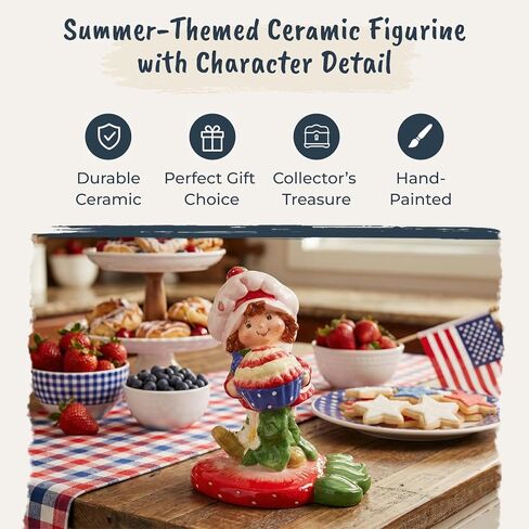 Strawberry Shortcake Sweet 4th of July Figural, 5.25" L x 4" W x 5" H Created by Blue Sky Clayworks in Saudi Arabia