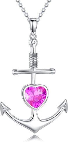 Anchor Necklace Sterling Silver Faith Hope Charity Pendant Heart Cross Anchor Jewelry Birthday Gifts for Women Men in Kuwait