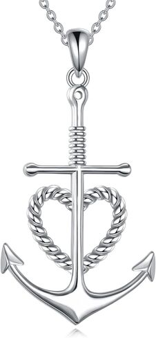 Anchor Necklace Sterling Silver Faith Hope Charity Pendant Heart Cross Anchor Jewelry Birthday Gifts for Women Men in Saudi Arabia