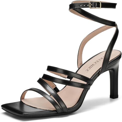 Women's Lace Up Heels Sandals High Heels Strappy Stiletto with Square Open Toe Sexy Ankle Strap Adjustable Party Wedding Shoes for Summer in Kuwait