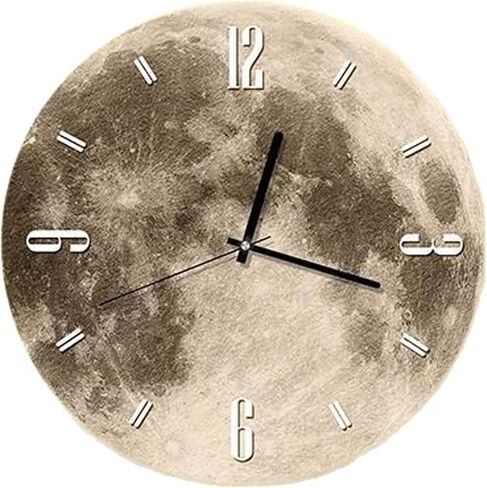20" 3D Moon Wall Clock with Dimmable LED Backlight, Modern Silent Non-Ticking Crystal Porcelain Decor, Ambient Night Light for Bedroom, Living Room & Kids Room (White Numbers) in Saudi Arabia