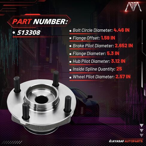 MAYASAF 513308 [1 Pack, 4 Lugs] Front Wheel Hub Bearing Assembly Fit 2007-2012 for Nissan Versa, Power Disc Drum Non-ABS Models in Saudi Arabia
