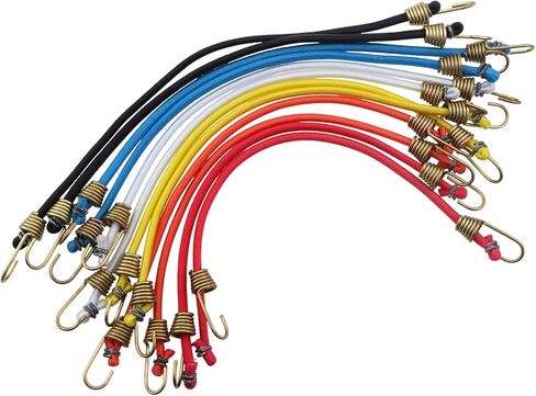 12 قطعة من حبال بنجي صغيرة مقاس 25.4 سم مع خطافات للتخييم في الهواء الطلق وخيام الأقمشة والدراجات ورفوف سقف الأمتعة وأشرطة تأمين البضائع أحمر وأسود وأزرق وأصفر وأبيض وبرتقالي in Kuwait