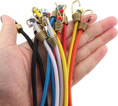 12 قطعة من حبال بنجي صغيرة مقاس 25.4 سم مع خطافات للتخييم في الهواء الطلق وخيام الأقمشة والدراجات ورفوف سقف الأمتعة وأشرطة تأمين البضائع أحمر وأسود وأزرق وأصفر وأبيض وبرتقالي in Kuwait