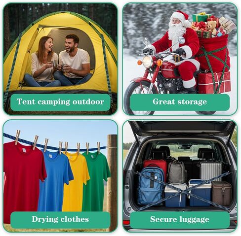 10 عبوات من حبال بنجي شديدة التحمل مع خطافات، 43.3-78.74 بوصة، أشرطة بنجي طويلة مسطحة قابلة للتعديل، لونين من الأشرطة المرنة لتأمين البضائع والأمتعة والأقمشة ومعدات التخييم in Kuwait