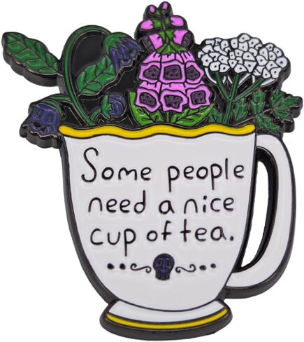 دبوس المينا، يحتاج بعض الأشخاص إلى كوب من دبوس طية صدر السترة للشاي، شارة أكواب شاي النباتات، استمتع ببروش الوقت، هدية للعمال والأصدقاء والعائلة والشركاء DIY ديكور من القماش وحقيبة ظهر وإكسسوارات سترة in Kuwait