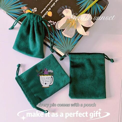 دبوس المينا، يحتاج بعض الأشخاص إلى كوب من دبوس طية صدر السترة للشاي، شارة أكواب شاي النباتات، استمتع ببروش الوقت، هدية للعمال والأصدقاء والعائلة والشركاء DIY ديكور من القماش وحقيبة ظهر وإكسسوارات سترة in Kuwait