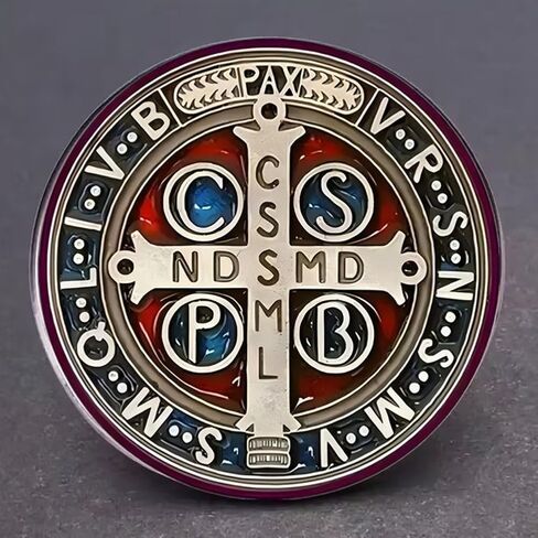 Saint Benedict Medal Brooch Pin Religious St Benedict Jesus Cross Pin Badge Catholic Amulet of Strength Protection Peace Prayer Jewelry in Saudi Arabia