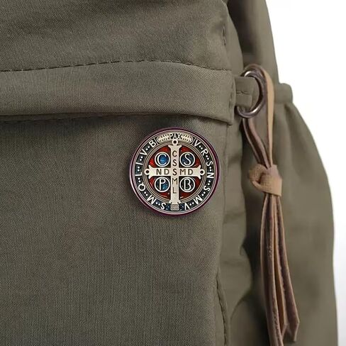 Saint Benedict Medal Brooch Pin Religious St Benedict Jesus Cross Pin Badge Catholic Amulet of Strength Protection Peace Prayer Jewelry in Saudi Arabia