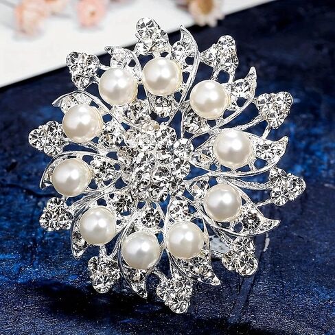 Vintage Vintage Women's Floral Brooch with Shiny Artificial Crystals and Irregular Shape Alloy Pin for Dresses, Jackets, Casual Outfits - Versatile Fashion Accessory in Saudi Arabia
