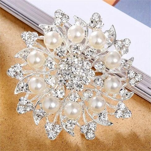 Vintage Vintage Women's Floral Brooch with Shiny Artificial Crystals and Irregular Shape Alloy Pin for Dresses, Jackets, Casual Outfits - Versatile Fashion Accessory in Saudi Arabia