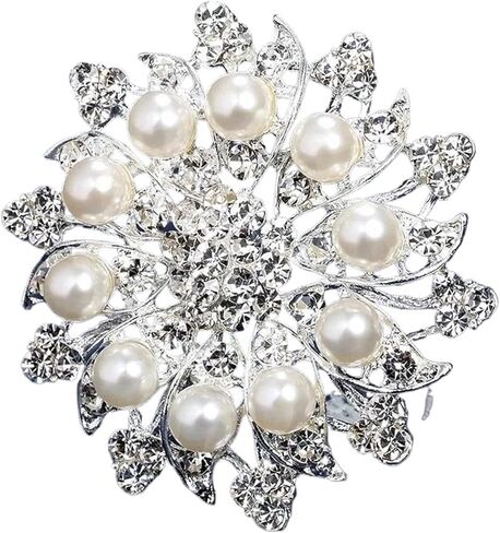 Vintage Vintage Women's Floral Brooch with Shiny Artificial Crystals and Irregular Shape Alloy Pin for Dresses, Jackets, Casual Outfits - Versatile Fashion Accessory in Saudi Arabia