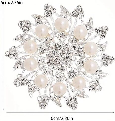 Vintage Vintage Women's Floral Brooch with Shiny Artificial Crystals and Irregular Shape Alloy Pin for Dresses, Jackets, Casual Outfits - Versatile Fashion Accessory in Saudi Arabia