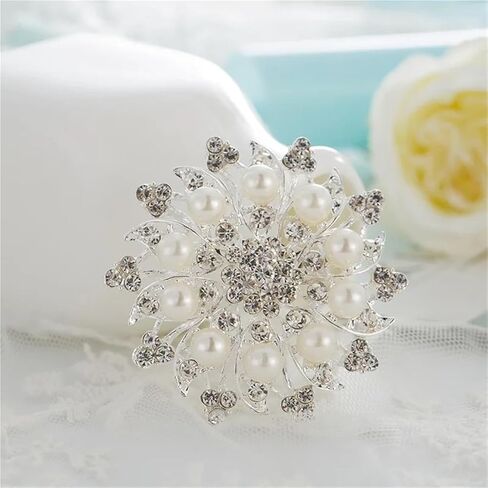 Vintage Vintage Women's Floral Brooch with Shiny Artificial Crystals and Irregular Shape Alloy Pin for Dresses, Jackets, Casual Outfits - Versatile Fashion Accessory in Saudi Arabia