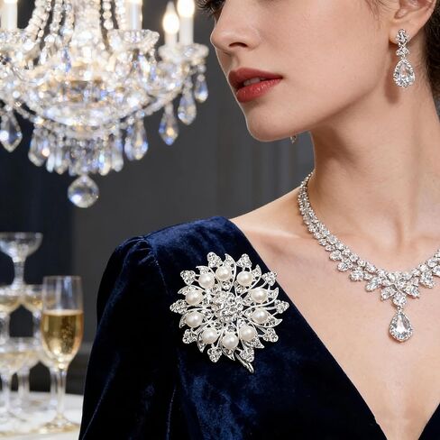 Vintage Vintage Women's Floral Brooch with Shiny Artificial Crystals and Irregular Shape Alloy Pin for Dresses, Jackets, Casual Outfits - Versatile Fashion Accessory in Saudi Arabia