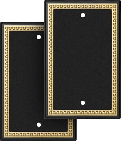 Pearled Frame Decorative Wall Plate Switch Plate Outlet Cover (Single Toggle 2PK, Black & Dark Golden) in Saudi Arabia