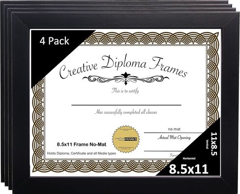 Creative Picture Frames 8.5X11Bk Black Diploma Frame, Holds 8.5 By 11-Inch Graduation Documents with Stand And Wall Hanger in Kuwait