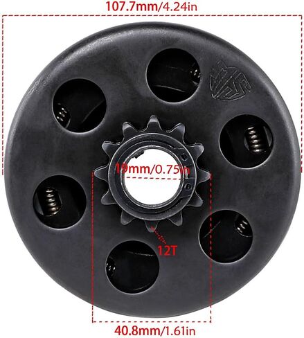 3/4" Bore 12 Tooth Centrifugal Clutch – Fits GX160 GX200 196cc 212cc Predator Greyhound GC160 GC190 GX120 GX140 Motors, Up to 6.5 HP, #35 Chain Compatible in Kuwait