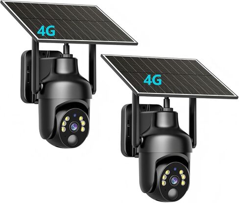 كاميرات أمان تعمل بالطاقة الشمسية 2K WiFi لاسلكية في الهواء الطلق مع عرض مباشر بزاوية 360 درجة، رؤية ليلية ملونة، تنبيه حركة PIR، إنذار صفارة الإنذار، تخزين سحابي/محلي، محادثة ثنائية الاتجاه للأمن الخارجي in Kuwait