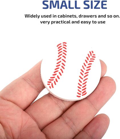 ’s Room Wardrobe Door Knobs and Drawer Pull Handles with Baseball Pattern, Rubber Single Hole Cabinet Knobs, 4pcs Set for ’ Furniture Accessories in Kuwait