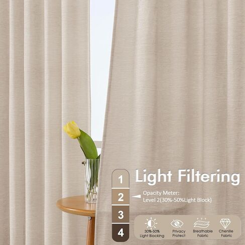 Chyhomenyc Chenille Velvet Kitchen Curtains 30 Inch Length - Light Filtering Short Window Curtains, Small Half Curtain Panels for Bathroom Basement Cabinet, 30Wx30L Inch, 2 Panels, Linen Color in Kuwait