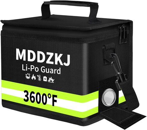 Lipo Safe Bag 8.6 x 5.8 x 6.6 inch,Lithium Battery Bag Fire Proof with Zipper/Reflective Strip/Handle,5 Layers of Heat Insulated Materials,Fireproof and Explosionproof,for Charge and Storage in Saudi Arabia