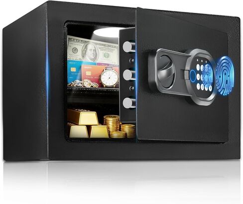 صندوق الأمان GTPLAYER بحجم 0.44 قدم مكعب لغرفة النوم الجامعية مع لوحة مفاتيح إلكترونية وبصمة الإصبع، ورف، ومجموعة تثبيت على الحائط، وخزنة منزلية مخفية للأموال والمجوهرات وجواز السفر in Kuwait