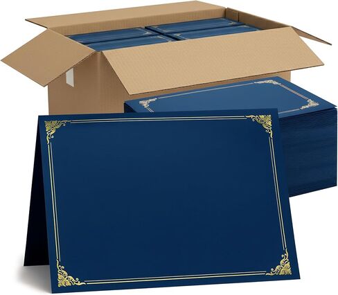 120 Pcs Certificate Holders Bulk, Navy Blue Diploma Covers Gold Foil Border, Document Covers for Letter Size 8.5x11 Award Certificates, Cardstock, Document Papers, Graduation in Kuwait