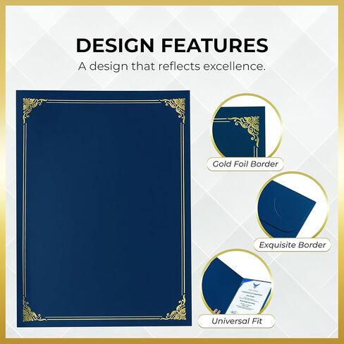 120 Pcs Certificate Holders Bulk, Navy Blue Diploma Covers Gold Foil Border, Document Covers for Letter Size 8.5x11 Award Certificates, Cardstock, Document Papers, Graduation in Kuwait