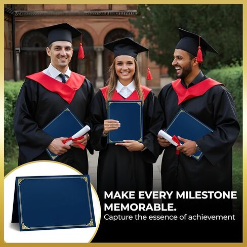 120 Pcs Certificate Holders Bulk, Navy Blue Diploma Covers Gold Foil Border, Document Covers for Letter Size 8.5x11 Award Certificates, Cardstock, Document Papers, Graduation in Kuwait