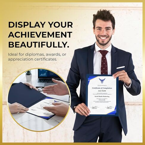 120 Pcs Certificate Holders Bulk, Navy Blue Diploma Covers Gold Foil Border, Document Covers for Letter Size 8.5x11 Award Certificates, Cardstock, Document Papers, Graduation in Kuwait