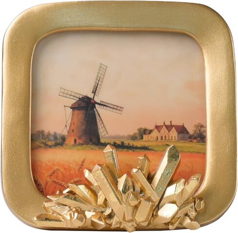 Small Vintage Picture Frames4x4 - Decorative 4x 4 PictureFrame with Crystal Accent, Antique Gold Square Picture Frame 4 x4, Luxury Vintage Style Photo Frame with Glass Front, Small Decorative Square Picture Frame for Tabletop Display, Fits 4 x 4 Photos (G in Saudi Arabia