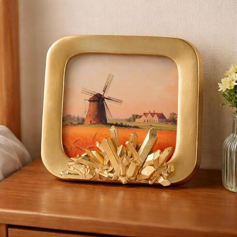 Small Vintage Picture Frames4x4 - Decorative 4x 4 PictureFrame with Crystal Accent, Antique Gold Square Picture Frame 4 x4, Luxury Vintage Style Photo Frame with Glass Front, Small Decorative Square Picture Frame for Tabletop Display, Fits 4 x 4 Photos (G in Saudi Arabia