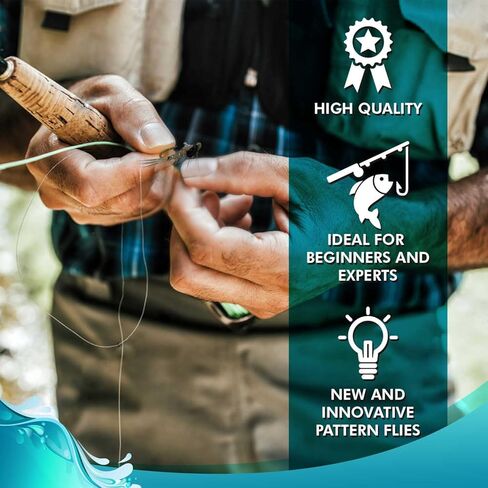 Feeder Creek Fly Flick Flish Flies - مجموعة من الذباب الجاف والرطب والبلاتي للتراوت والباس مع صندوق الذبابة وتعليمات الصيد in Kuwait