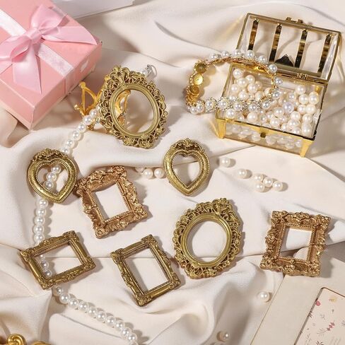12pcs Golden Baroque Resin Vintage Mini Picture Frames Display Cases Wedding Christmas Photo Display Frames Home Decoration in Saudi Arabia