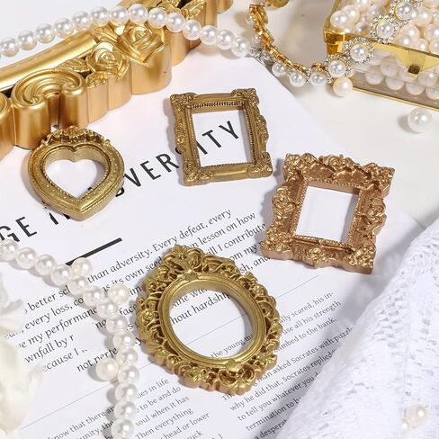 12pcs Golden Baroque Resin Vintage Mini Picture Frames Display Cases Wedding Christmas Photo Display Frames Home Decoration in Saudi Arabia