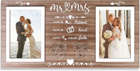 Wedding Picture Frame for Couples,Mr and Mrs Frames for Bridal Shower and Engagement Gifts,Wedding Photo Frames Holds 2pcs 4x6 Pictures for Wedding Gifts for Newlyweds in Saudi Arabia