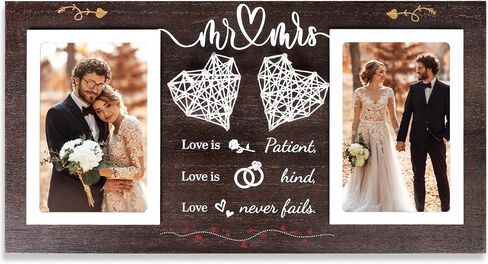 Wedding Picture Frame for Couples,Mr and Mrs Frames for Bridal Shower and Engagement Gifts,Wedding Photo Frames Holds 2pcs 4x6 Pictures for Wedding Gifts for Newlyweds in Saudi Arabia