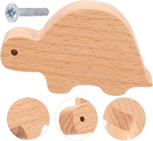 Cartoon Animal Wood Cabinet Pull Knobs, Solid Beech Cupboard Handles with Screws, Nursery Dresser Door Knobs for ’ Room Furniture in Kuwait