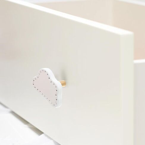 2pcs Cloud Shape Drawer Handles Brass Single Hole Pulls for ’s Wardrobe Doors and Dresser Knobs White Leather Thickened Hardware Pulls for ’ Room in Kuwait