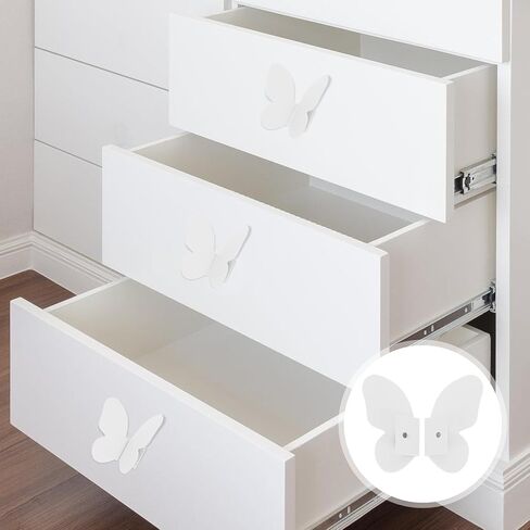 Butterfly Cabinet Knobs and Drawer Pull Handles White Small Decorative Furniture Hardware for ’ Room Cabinets and Wardrobe Doors, 1 Pair in Kuwait