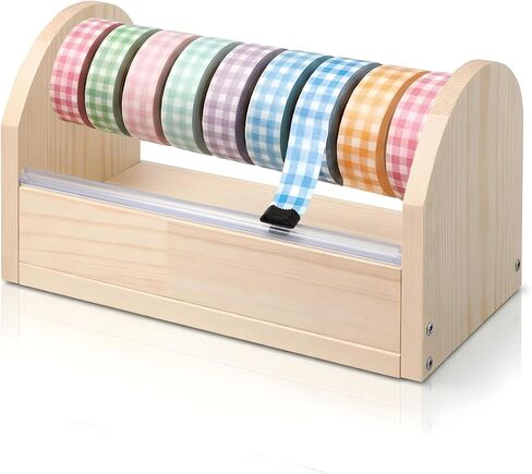 موزع أشرطة لاصقة خشبية، حامل أشرطة خشبية للفنون والحرف اليدوية متعدد الأسطوانات، منظم حامل شريط واشي (قاطع مسنن من الأكريليك) للرسم والمطبخ والمكتب - [لا تتضمن الأشرطة اللاصقة] in Kuwait